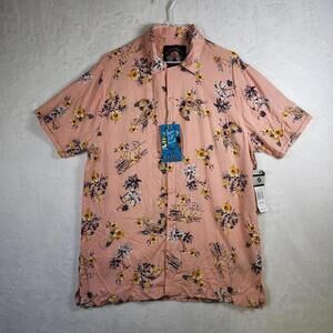 Drill Clothing Co Good Vibes Hawaiian Shirt Pink Tropical Size‎ Large Casual
